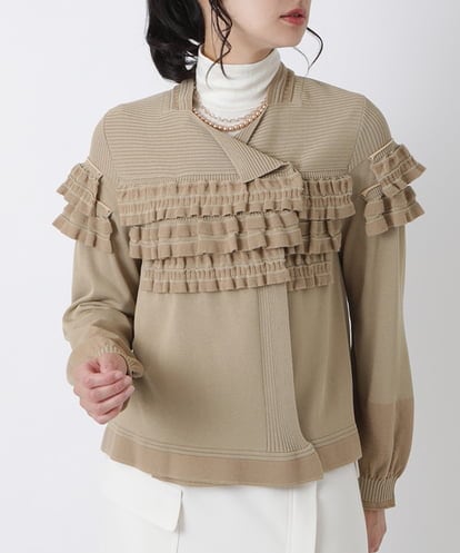 RBFAS05350 HIROKO BIS 【日本製】フリルニットカーディガン