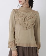 RBFAS06320 HIROKO BIS(ヒロコ ビス) 【日本製】フリルニットプルオーバー ベージュ