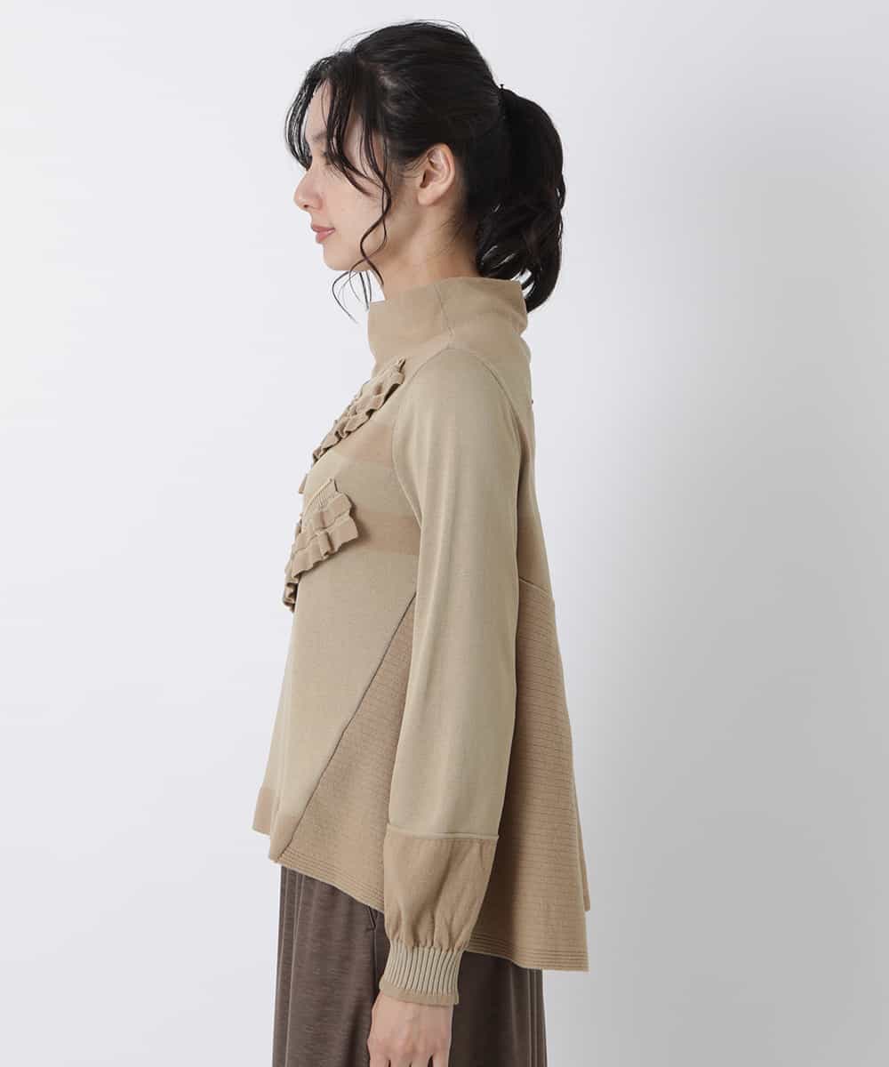 RBFAS06320 HIROKO BIS(ヒロコ ビス) 【日本製】フリルニットプルオーバー ベージュ