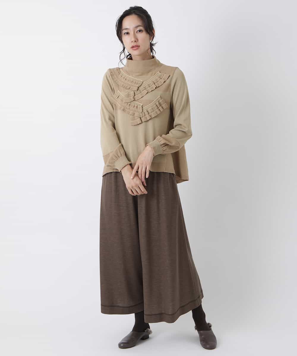 RBFAS06320 HIROKO BIS(ヒロコ ビス) 【日本製】フリルニットプルオーバー ベージュ