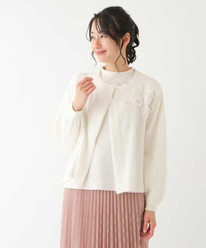 RBFAT25290 HIROKO BIS フラワーデザインニットカーディガン