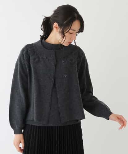 RBFAT25290 HIROKO BIS フラワーデザインニットカーディガン