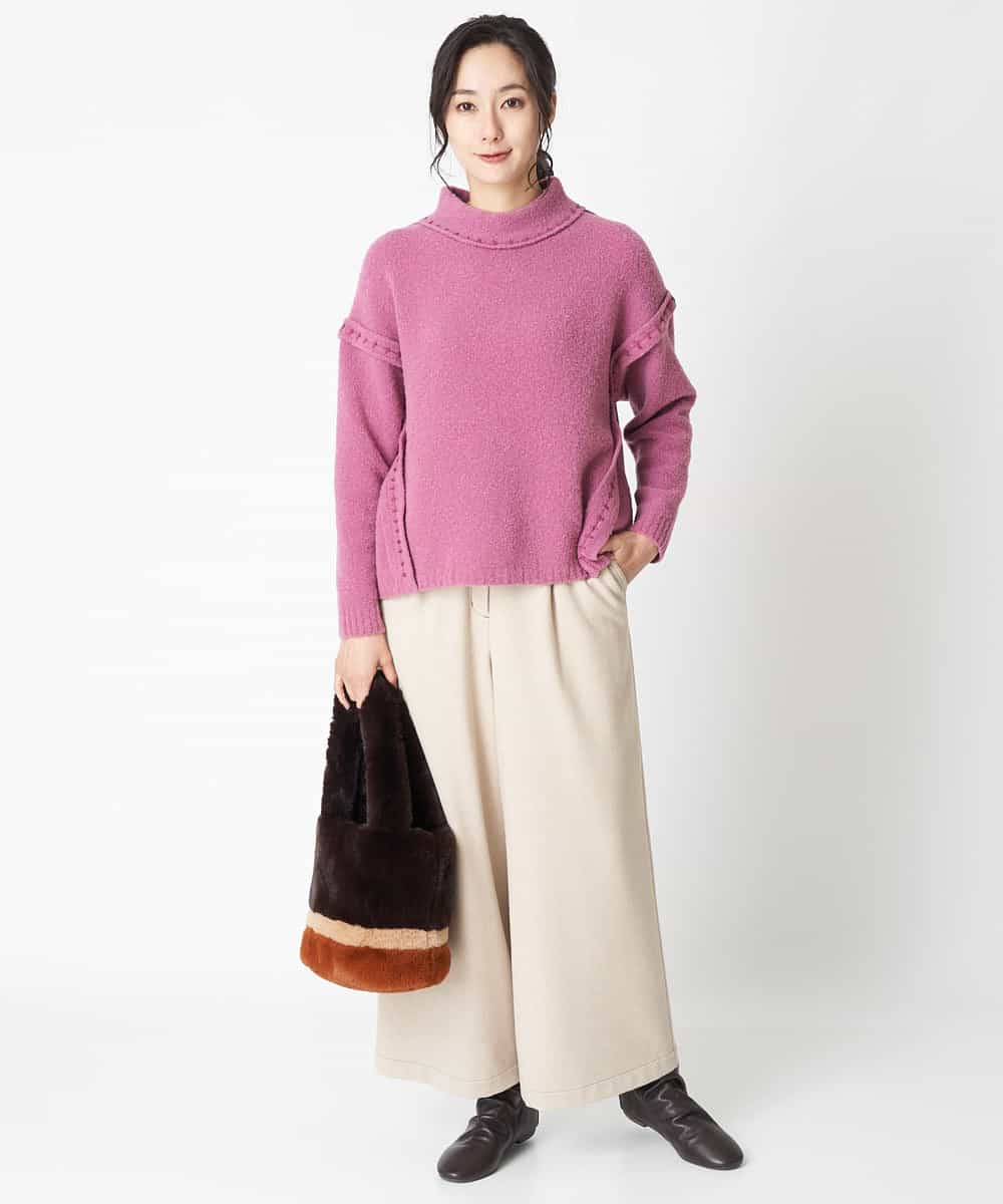 RBFAT28390 HIROKO BIS(ヒロコ ビス) ステッチデザインニットプルオーバー パープル