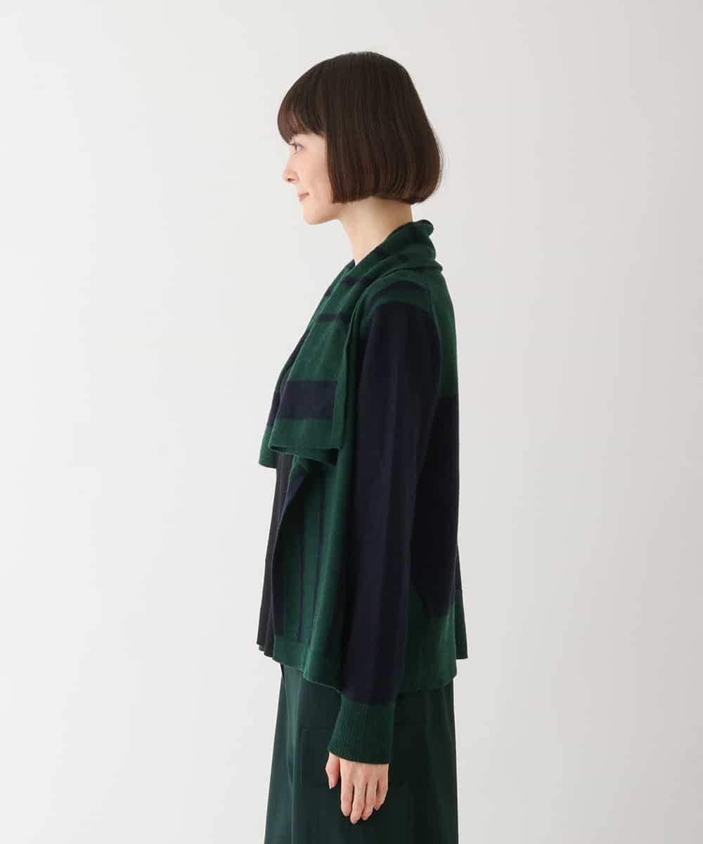 RBFAV01390 HIROKO BIS(ヒロコ ビス) ビックカラーストライプニットカーディガン グリーン