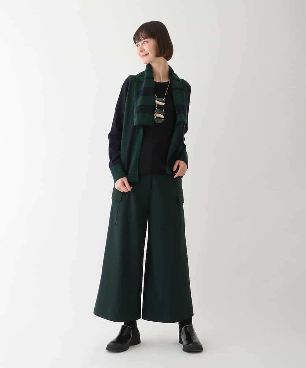 RBFAV01390 HIROKO BIS(ヒロコ ビス) ビックカラーストライプニットカーディガン グリーン