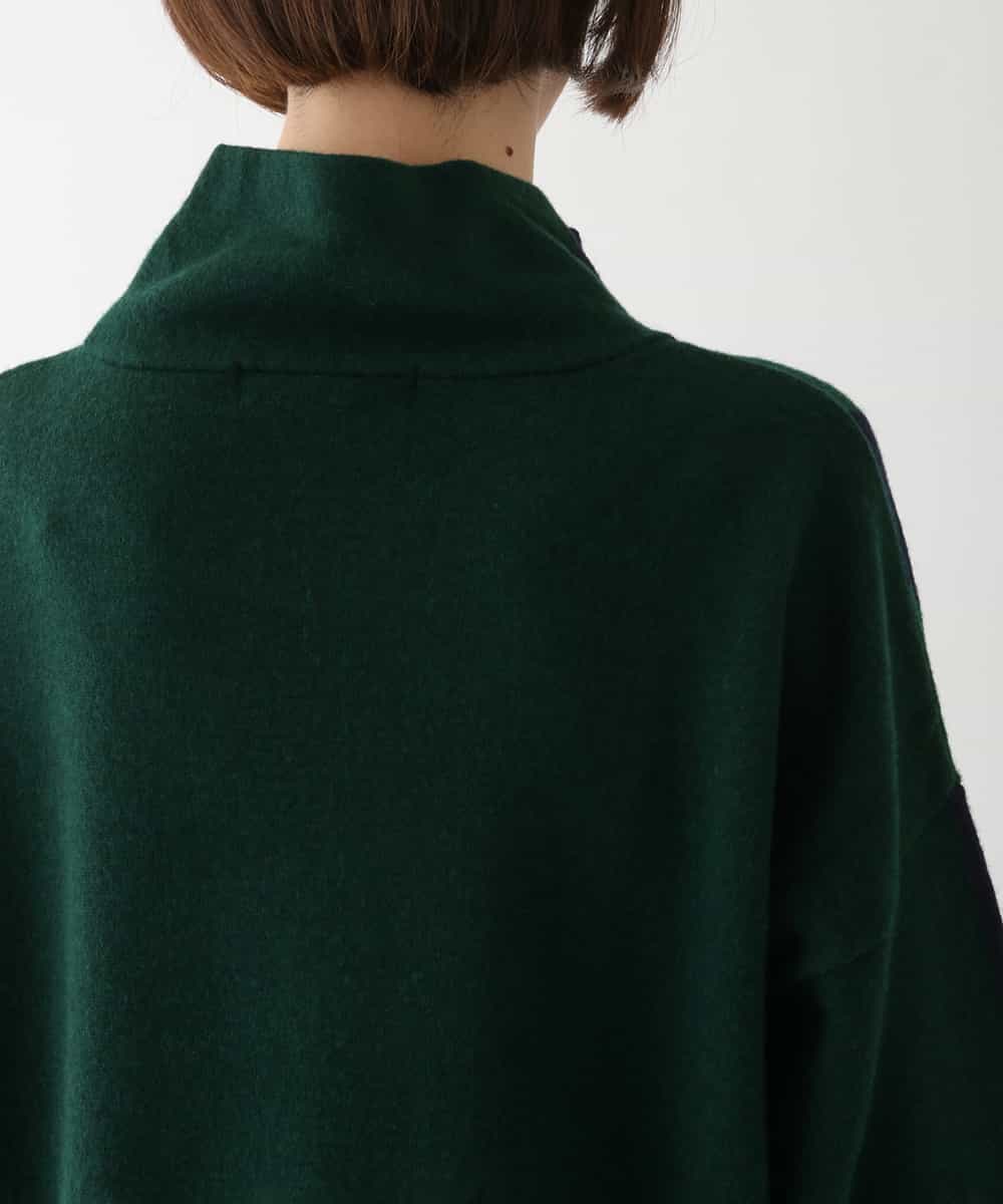 RBFAV02360 HIROKO BIS(ヒロコ ビス) アシンメトリーストライプニットプルオーバー グリーン
