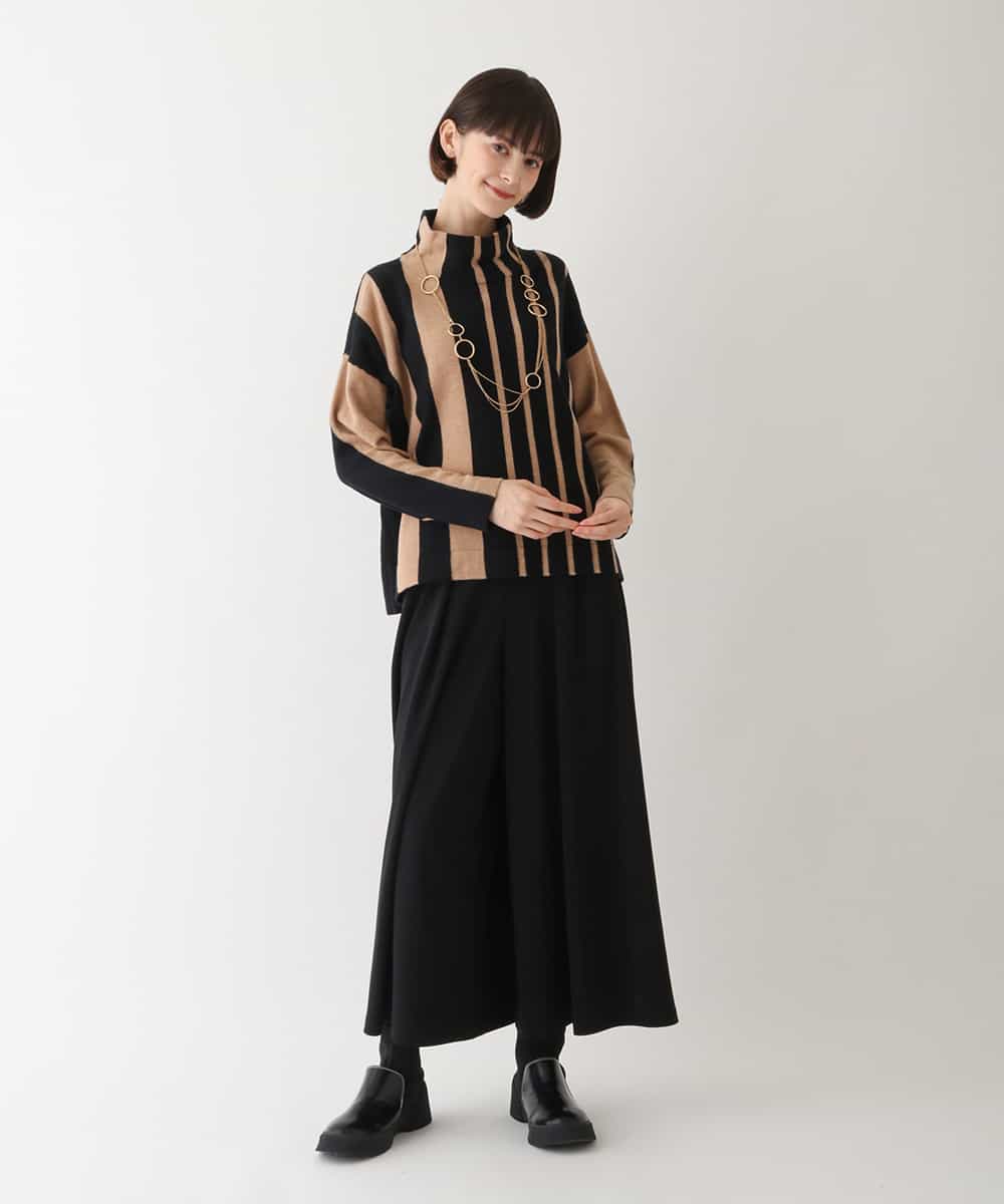 RBFAV02360 HIROKO BIS(ヒロコ ビス) アシンメトリーストライプニットプルオーバー グリーン