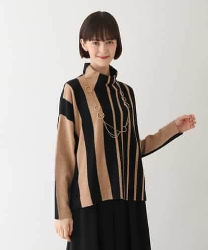 RBFAV02360 HIROKO BIS アシンメトリーストライプニットプルオーバー