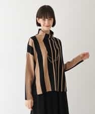RBFAV02360 HIROKO BIS(ヒロコ ビス) アシンメトリーストライプニットプルオーバー ブラック