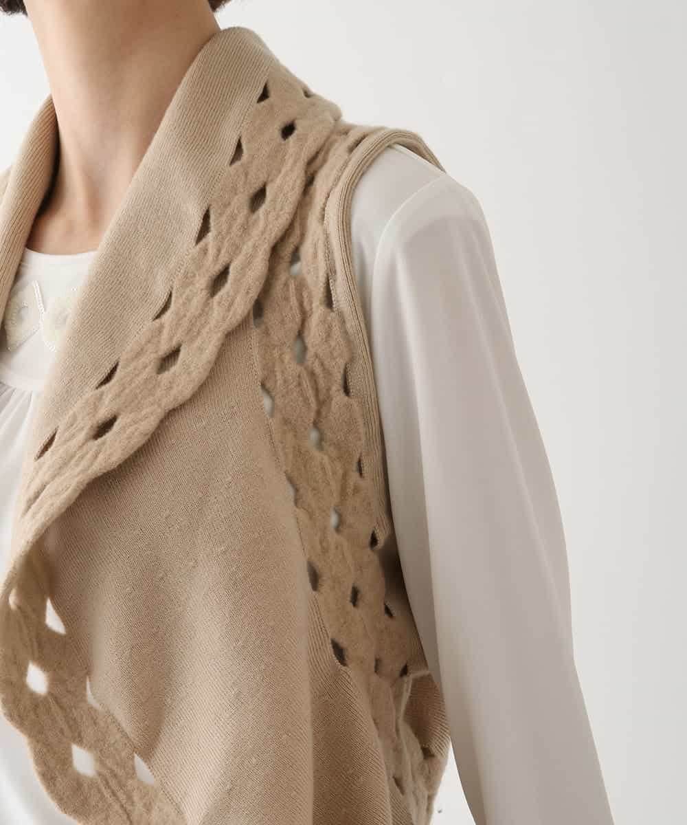 RBFAV05390 HIROKO BIS(ヒロコ ビス) 【2WAY】ストレッチウールアイレットベスト ベージュ