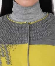 RBFAW30290 HIROKO BIS(ヒロコ ビス) バイカラー刺繍ニットカーディガン イエロー