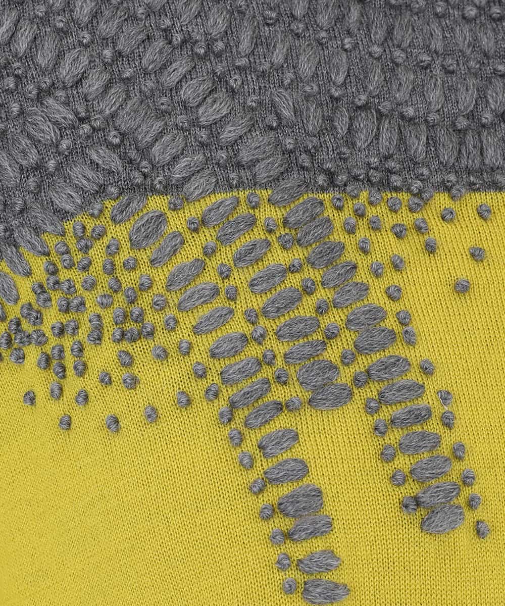 RBFAW30290 HIROKO BIS(ヒロコ ビス) バイカラー刺繍ニットカーディガン イエロー