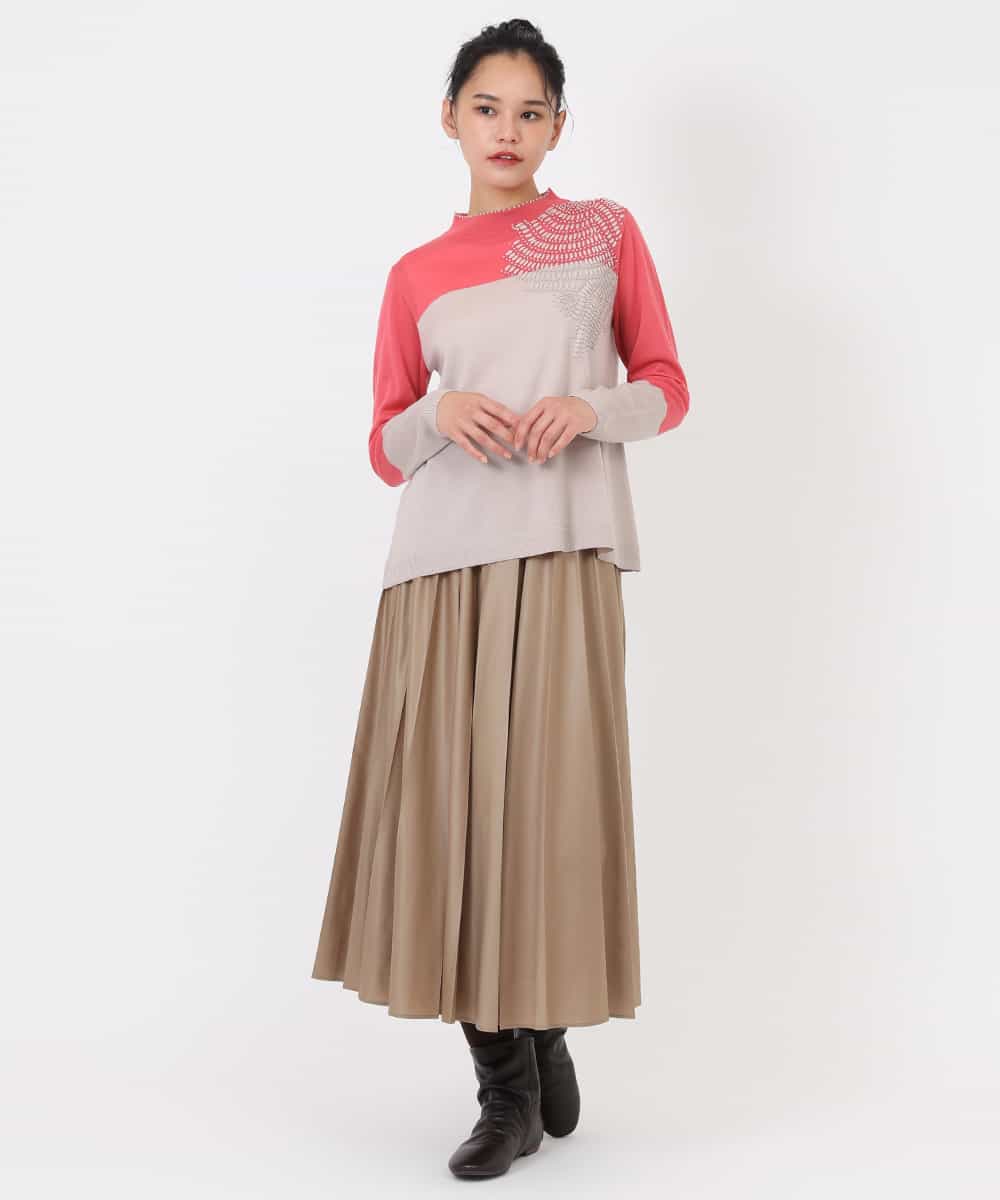 RBFAW31260 HIROKO BIS(ヒロコ ビス) バイカラー刺繍ニットプルオーバー ラベンダー