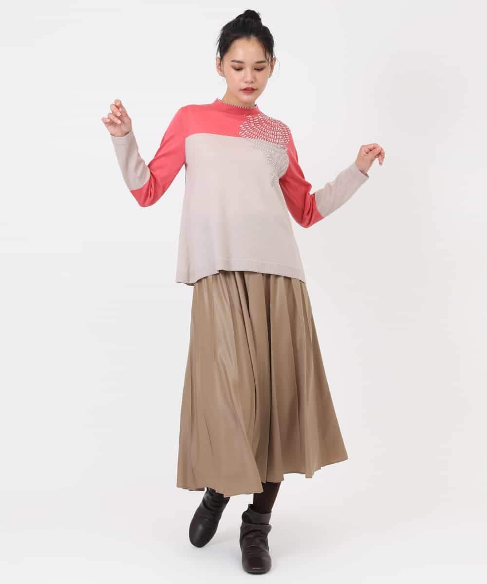 RBFAW31260 HIROKO BIS(ヒロコ ビス) バイカラー刺繍ニットプルオーバー ラベンダー