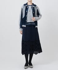 RBFAX15390 HIROKO BIS(ヒロコ ビス) フェザーヤーンジャカードニットカーディガン ブラック