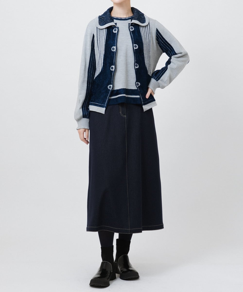 RBFAX15390 HIROKO BIS(ヒロコ ビス) フェザーヤーンジャカードニットカーディガン ブラック