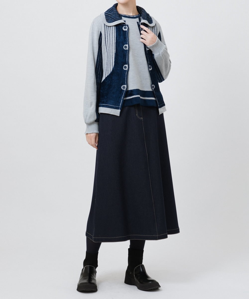 RBFAX15390 HIROKO BIS(ヒロコ ビス) フェザーヤーンジャカードニットカーディガン ブラック