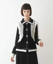 RBFAX15390 HIROKO BIS(ヒロコ ビス) フェザーヤーンジャカードニットカーディガン ブラック