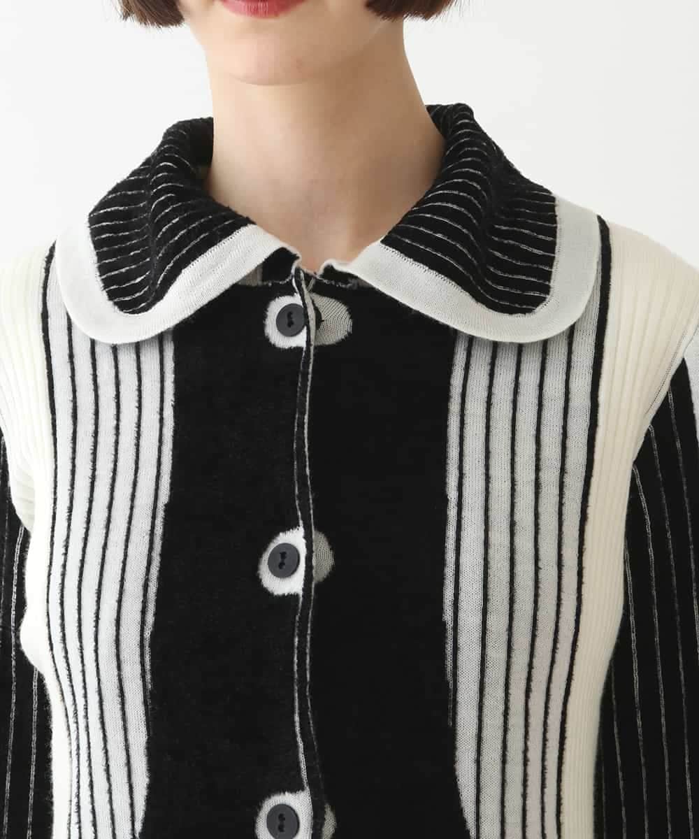 RBFAX15390 HIROKO BIS(ヒロコ ビス) フェザーヤーンジャカードニットカーディガン ブラック