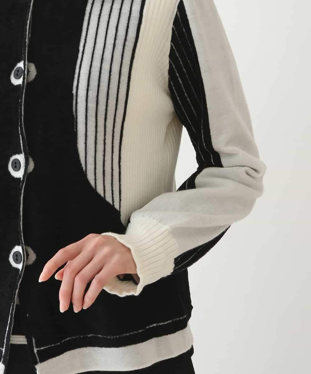 RBFAX15390 HIROKO BIS(ヒロコ ビス) フェザーヤーンジャカードニットカーディガン ブラック