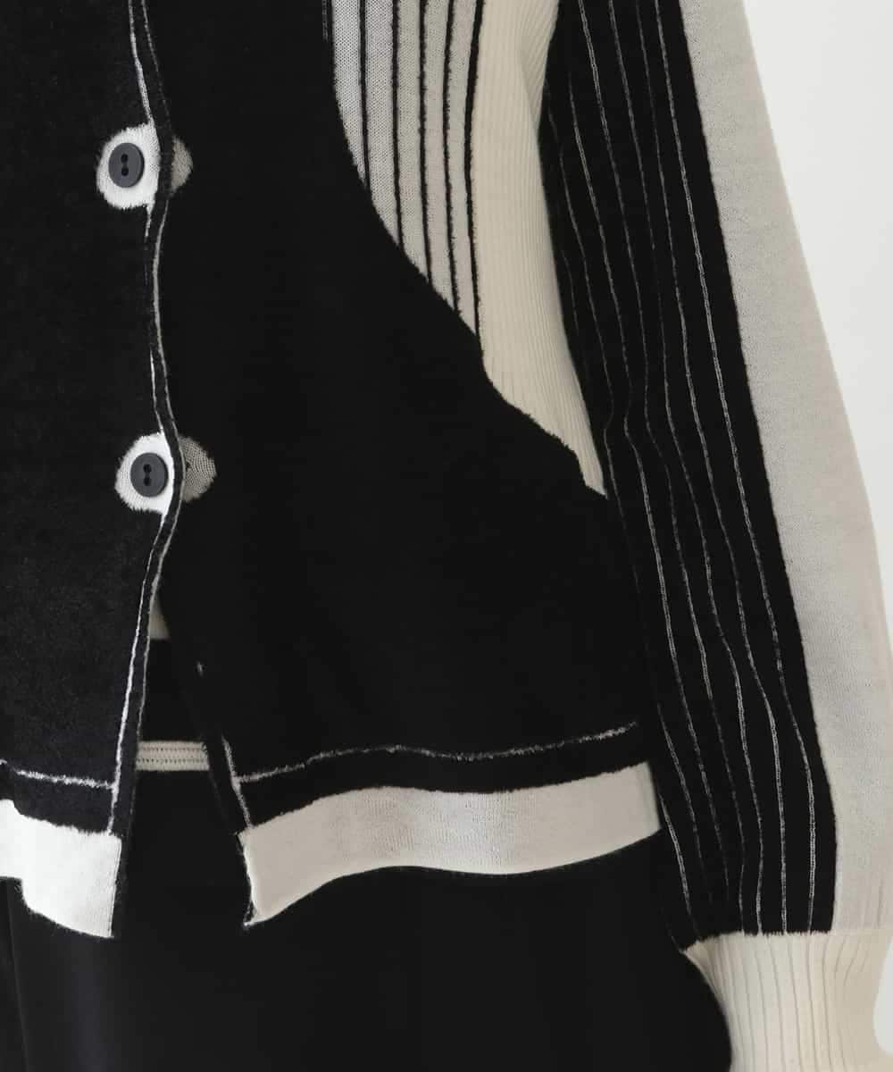 RBFAX15390 HIROKO BIS(ヒロコ ビス) フェザーヤーンジャカードニットカーディガン ブラック