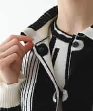 RBFAX15390 HIROKO BIS(ヒロコ ビス) フェザーヤーンジャカードニットカーディガン ブラック