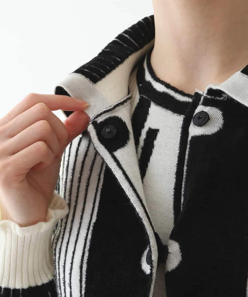 RBFAX15390 HIROKO BIS(ヒロコ ビス) フェザーヤーンジャカードニットカーディガン ブラック