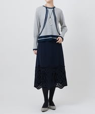 RBFAX16330 HIROKO BIS(ヒロコ ビス) フェザーヤーンジャカードニットプルオーバー ブラック