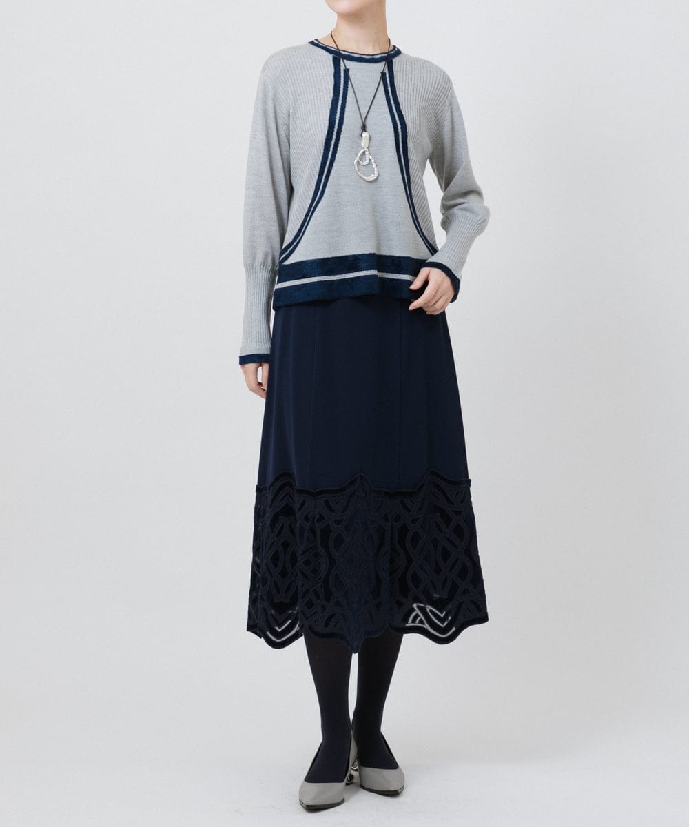 RBFAX16330 HIROKO BIS(ヒロコ ビス) フェザーヤーンジャカードニットプルオーバー ブラック