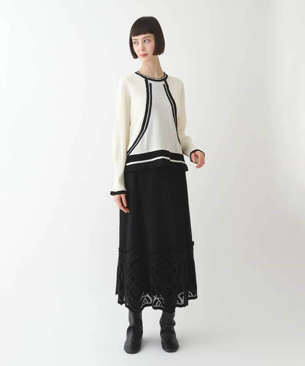 RBFAX16330 HIROKO BIS(ヒロコ ビス) フェザーヤーンジャカードニットプルオーバー ブラック