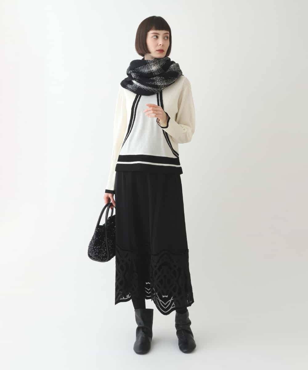 RBFAX16330 HIROKO BIS(ヒロコ ビス) フェザーヤーンジャカードニットプルオーバー ブラック