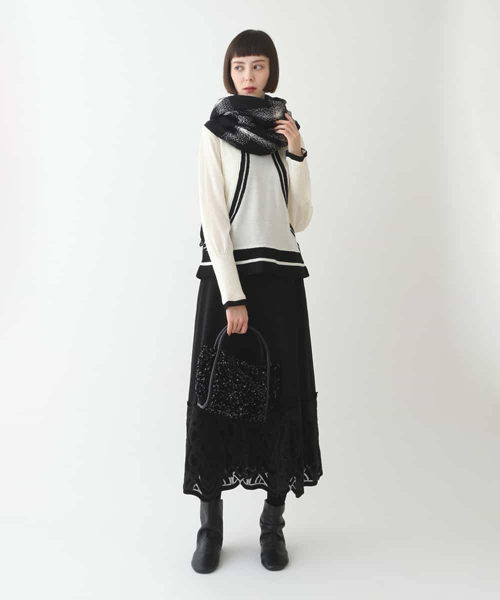 RBFAX16330 HIROKO BIS(ヒロコ ビス) フェザーヤーンジャカードニットプルオーバー ブラック