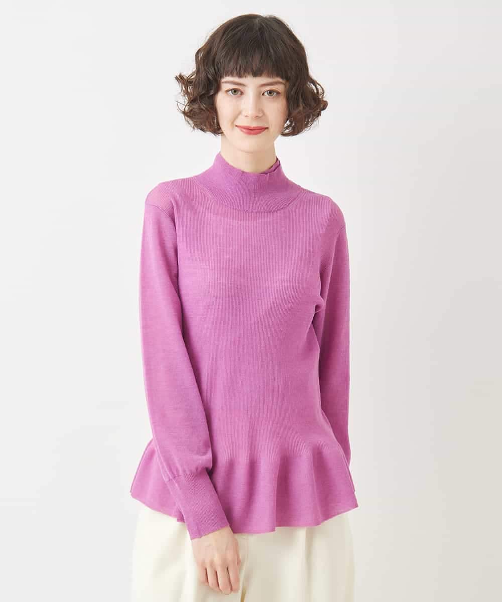 RBFCB76230 HIROKO BIS(ヒロコ ビス) ダブルハイネックペプラムニットプルオーバー パープル