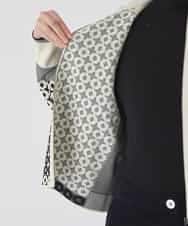 RBFCE80390 HIROKO BIS(ヒロコ ビス) ジャカード×インターシャ幾何柄ニットカーディガン アイボリー