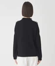 RBFCE81330 HIROKO BIS(ヒロコ ビス) ジャカード×インターシャ幾何柄ニットプルオーバー ブラック