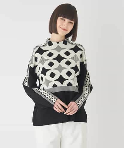 RBFCE81330 HIROKO BIS ジャカード×インターシャ幾何柄ニットプルオーバー