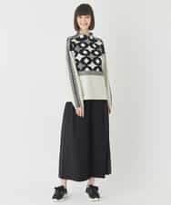 RBFCE81330 HIROKO BIS(ヒロコ ビス) ジャカード×インターシャ幾何柄ニットプルオーバー ブラック