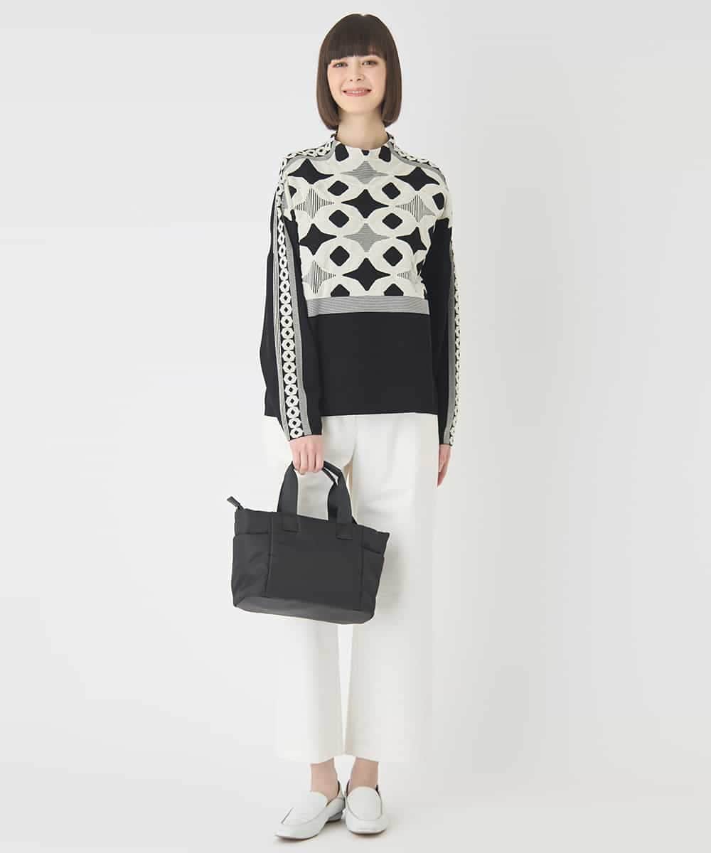 RBFCE81330 HIROKO BIS(ヒロコ ビス) ジャカード×インターシャ幾何柄ニットプルオーバー ブラック