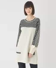 RBFCE82360 HIROKO BIS(ヒロコ ビス) ジャカード×インターシャ幾何柄チュニック アイボリー