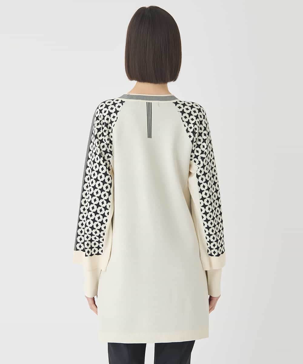 RBFCE82360 HIROKO BIS(ヒロコ ビス) ジャカード×インターシャ幾何柄チュニック アイボリー