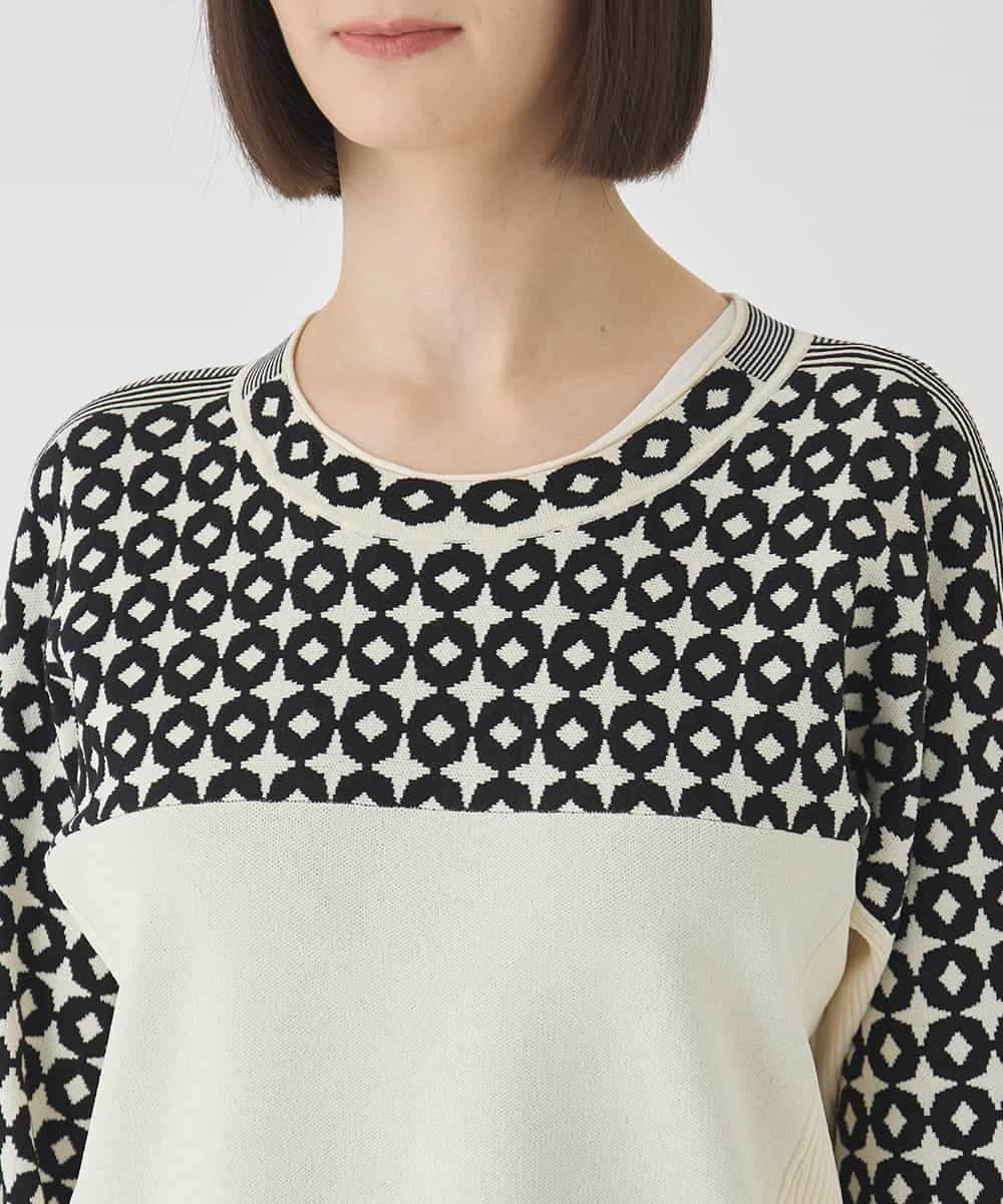 RBFCE82360 HIROKO BIS(ヒロコ ビス) ジャカード×インターシャ幾何柄チュニック アイボリー