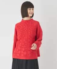 RBFCE85290 HIROKO BIS(ヒロコ ビス) ボリュームスリーブドットジャカードニットトップ レッド