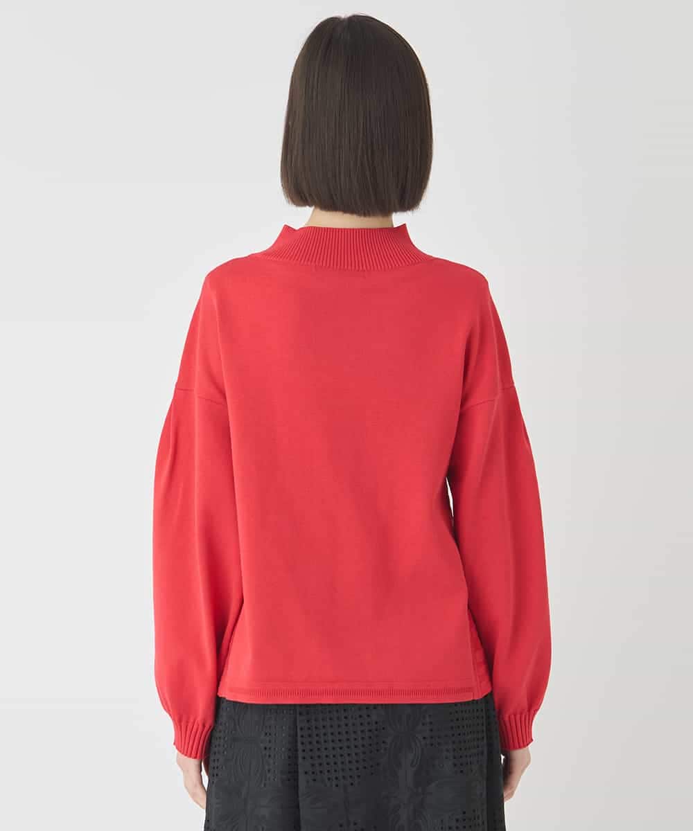 RBFCE85290 HIROKO BIS(ヒロコ ビス) ボリュームスリーブドットジャカードニットトップ レッド