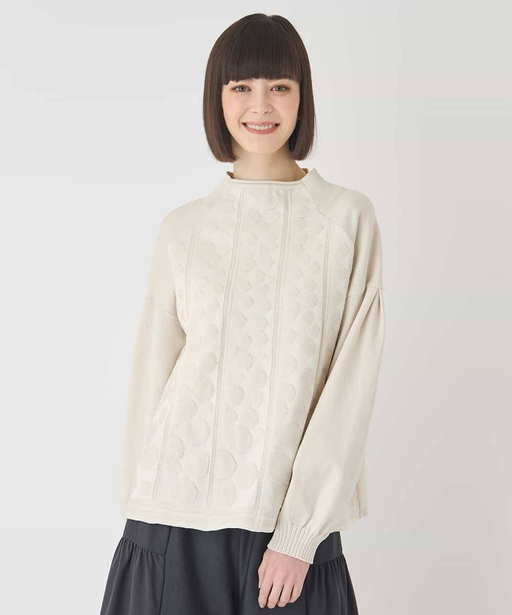 RBFCE85290 HIROKO BIS(ヒロコ ビス) ボリュームスリーブドットジャカードニットトップ レッド