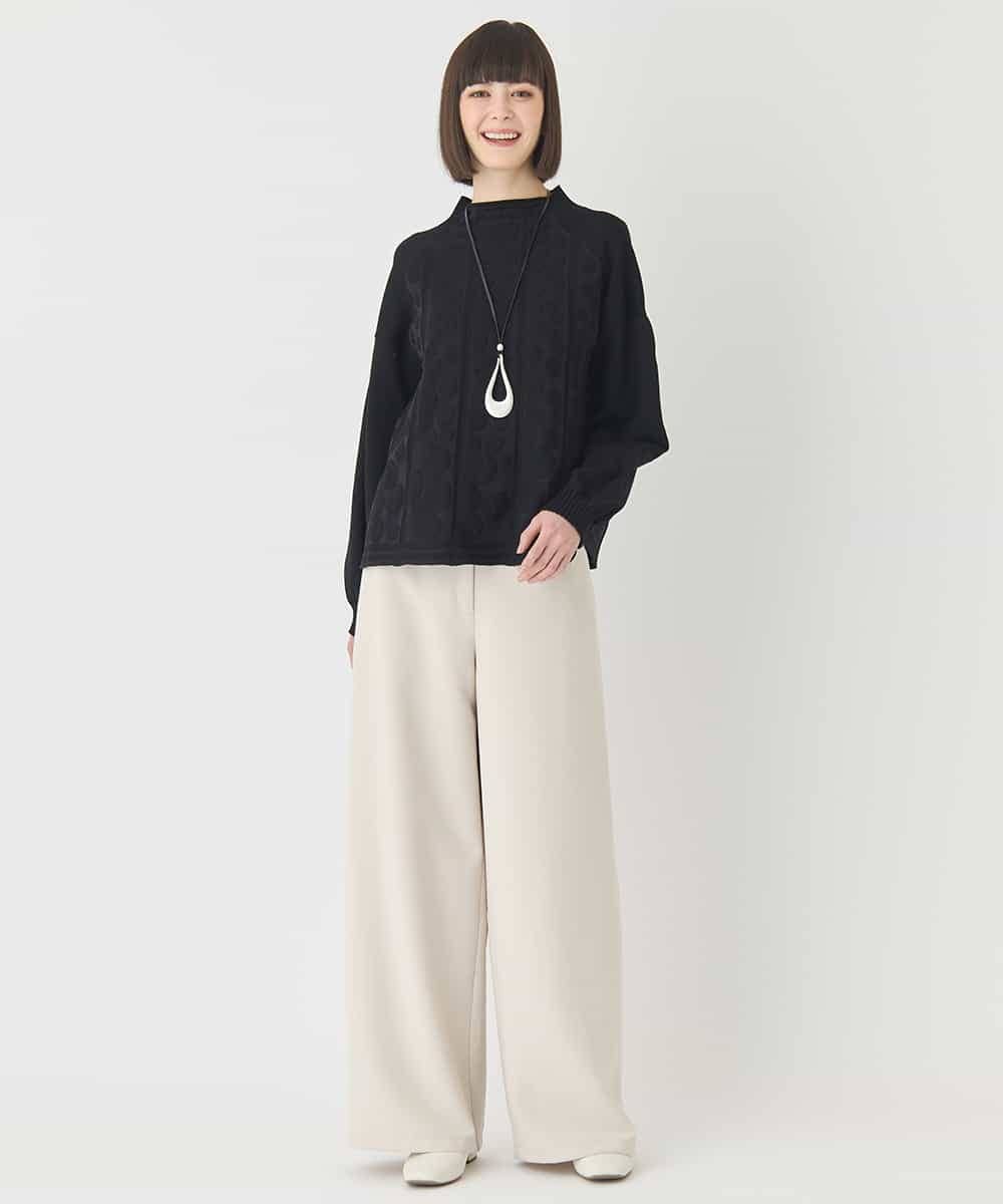 RBFCE85290 HIROKO BIS(ヒロコ ビス) ボリュームスリーブドットジャカードニットトップ レッド