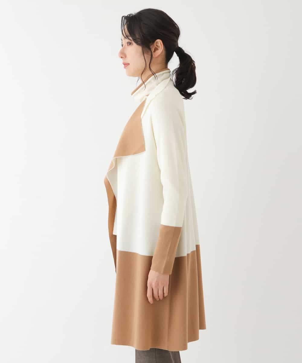 RBFCT37390 HIROKO BIS(ヒロコ ビス) 配色ウールニットカーディガン アイボリー