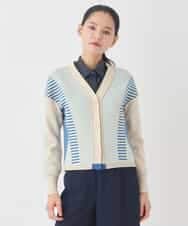 RBFDD01330 HIROKO BIS(ヒロコ ビス) ボーダーミックスニットカーディガン ベージュ