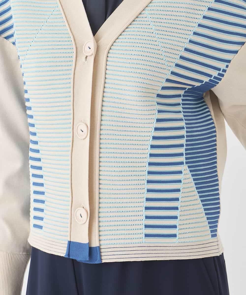 RBFDD01330 HIROKO BIS(ヒロコ ビス) ボーダーミックスニットカーディガン ベージュ