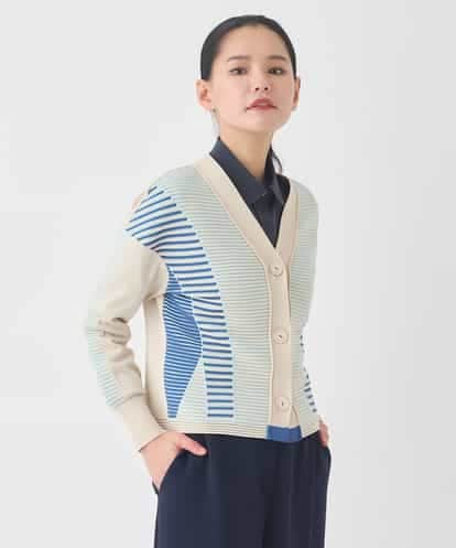 RBFDD01330 HIROKO BIS ボーダーミックスニットカーディガン