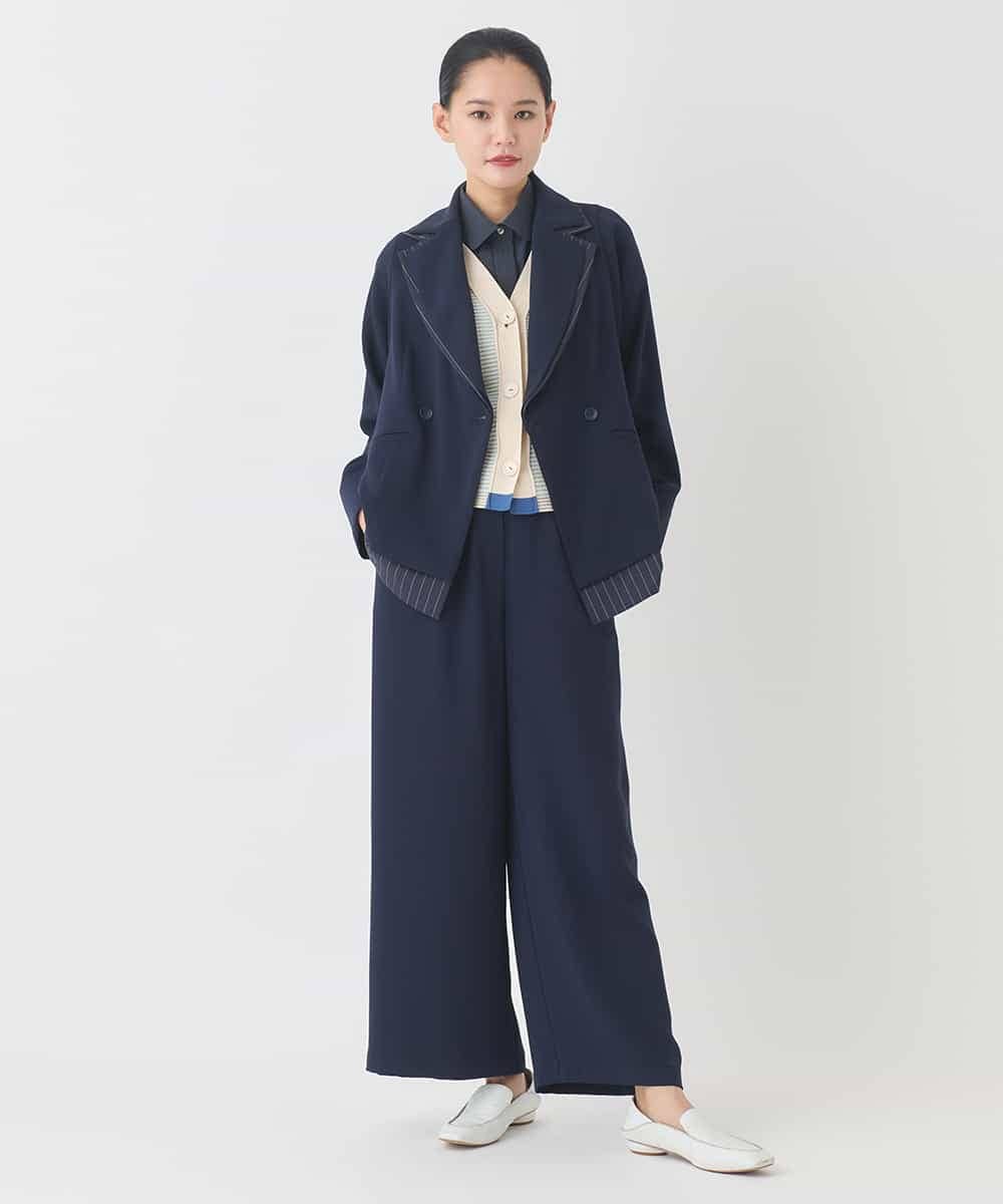 RBFDD01330 HIROKO BIS(ヒロコ ビス) ボーダーミックスニットカーディガン ベージュ